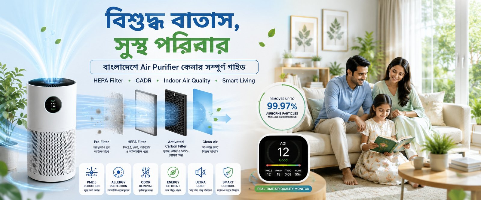 এয়ার পিউরিফায়ার ও ইনডোর এয়ার কোয়ালিটি গাইড (বাংলাদেশ ২০২৬)