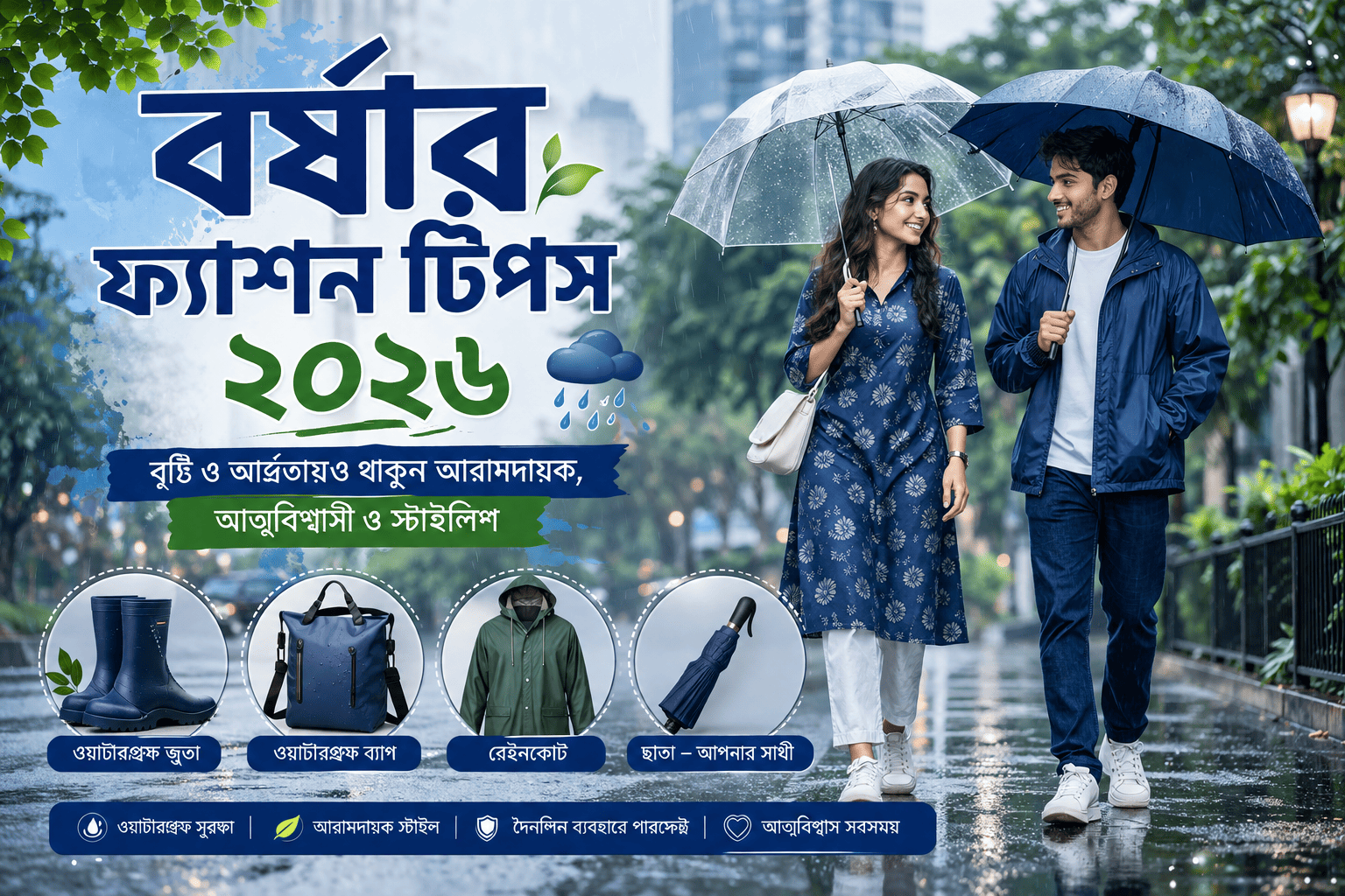 বর্ষার ফ্যাশন টিপস: বৃষ্টি ও আর্দ্রতায় স্টাইল বজায় রাখার সহজ উপায় (২০২৬ গাইড)