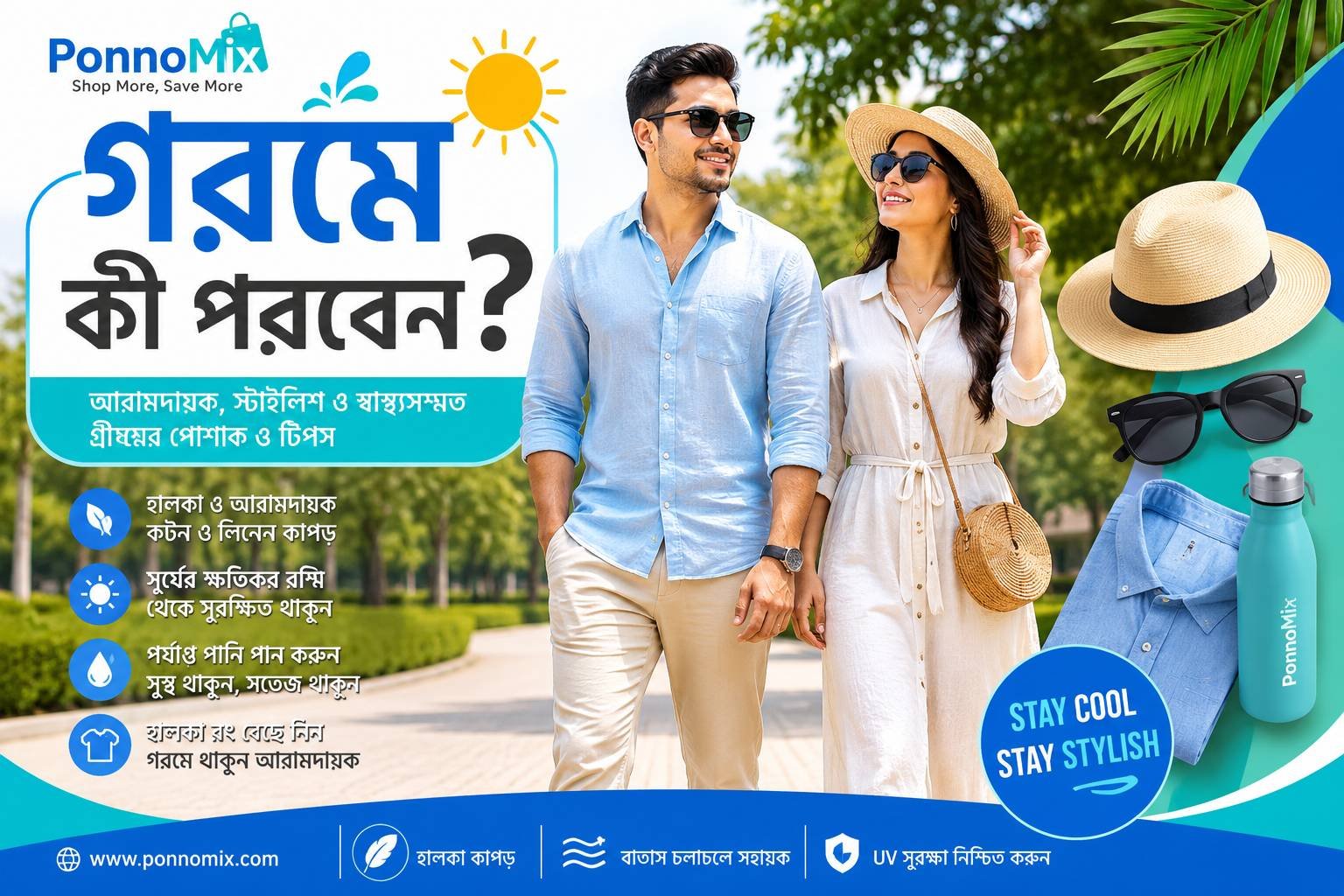 গরমের সহজ পোশাক ও ঠান্ডা-রোধক পরামর্শ (Summer Fashion Tips): বাংলাদেশে গ্রীষ্মে আরামদায়ক থাকার সম্পূর্ণ গাইড