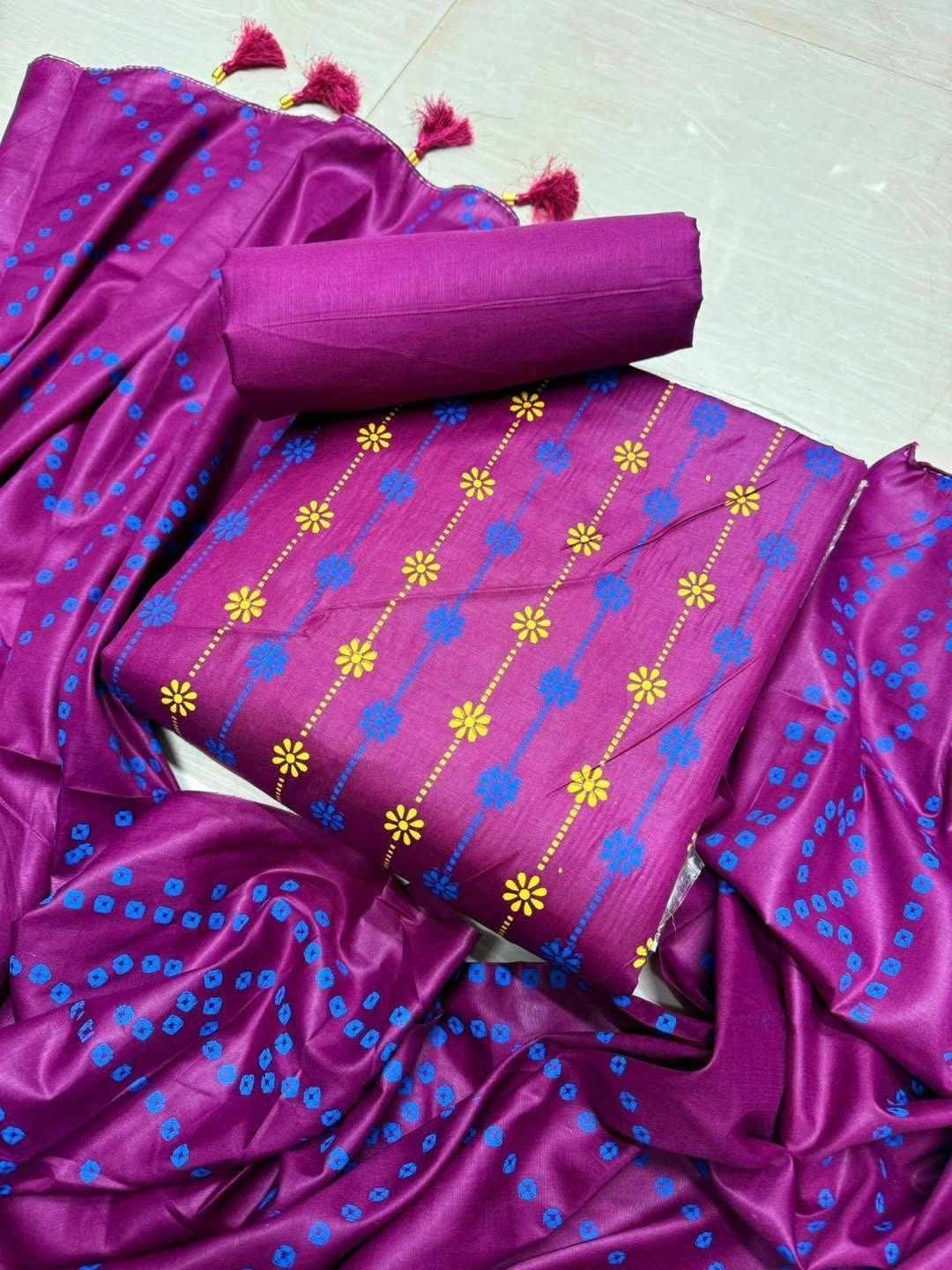 Premium Pure Cotton Aari Work Printed Three Piece